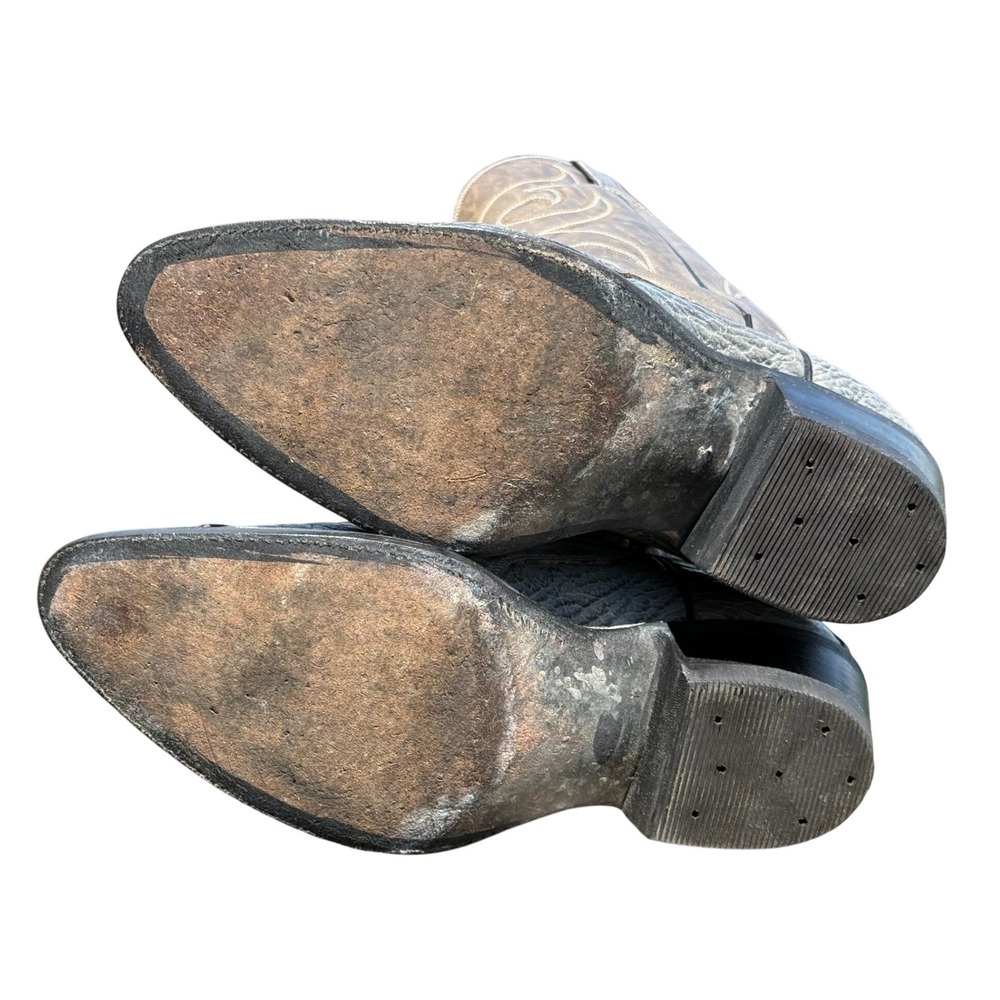 Vintage Dan Post Exotic Leather Cowboy Boots Gray Bone USA Western Men's 9D - Picture 8 of 15